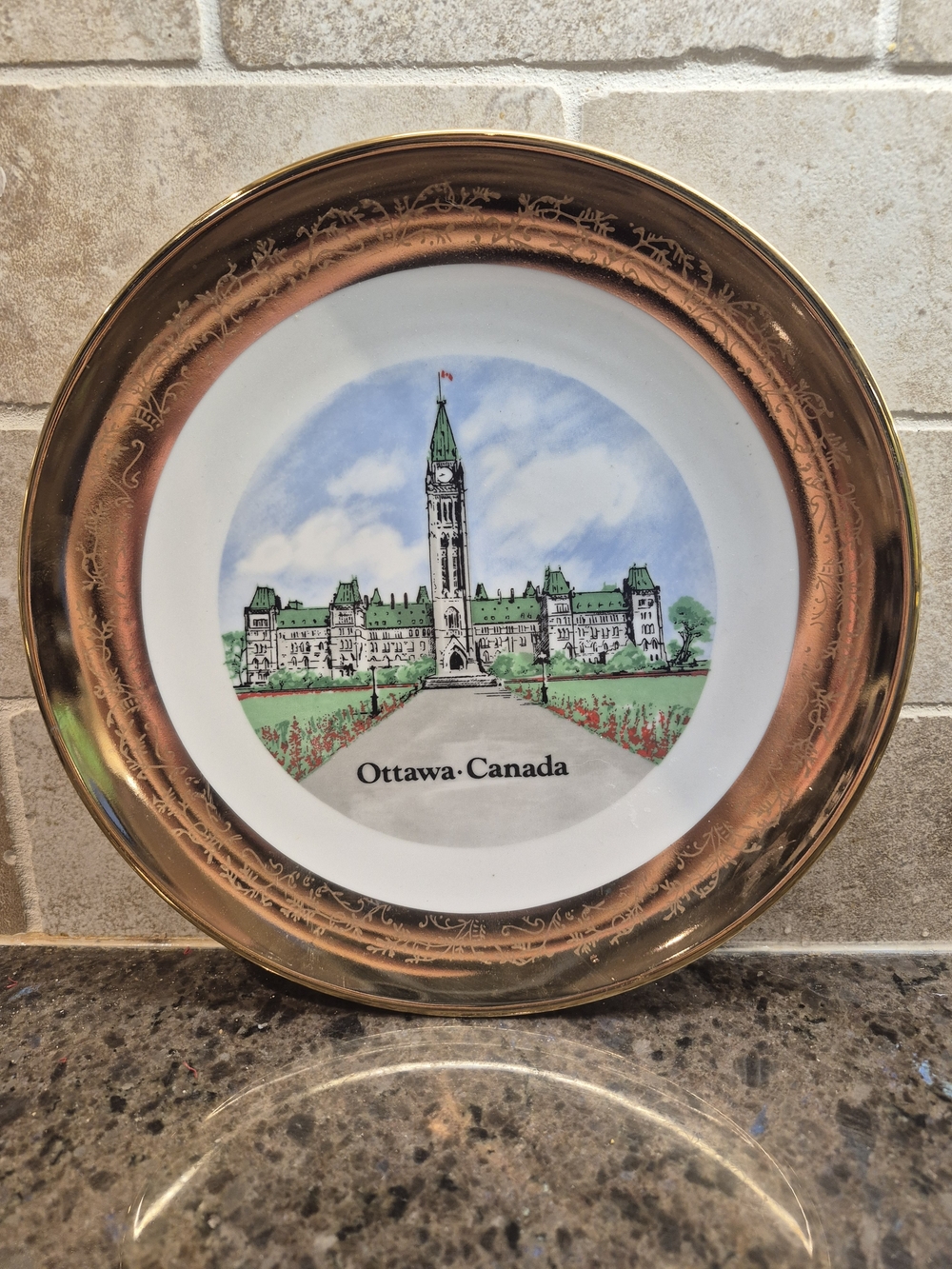 Parliament Buildings Ottawa‎ Canada China Vintage Collectible Plate 22K Gold